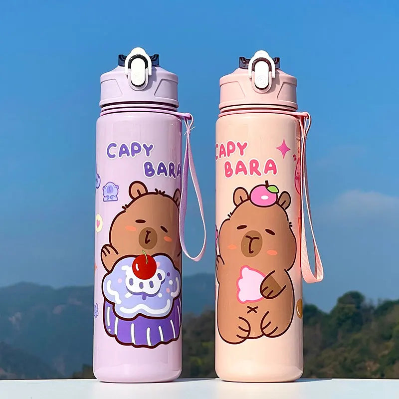 Large-Capacity Capybara Straw Cup | Cute Portable Sports Water Bottle for Outdoor Activities