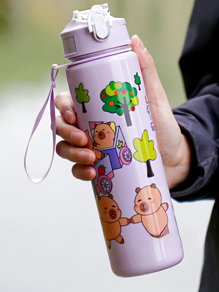 700ml Capybara Cute Water Cup with Straw & Handle | Large Capacity Sports Water Bottle