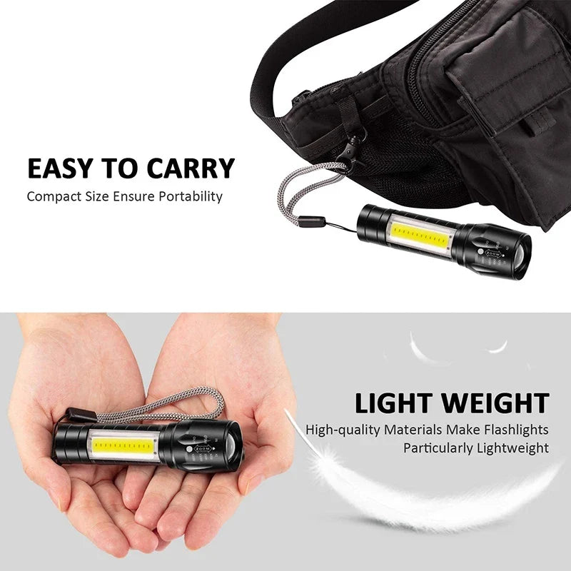 Portable Zoomable Strong LED Flashlight | Rechargeable Mini Torch for Camping and Emergencies