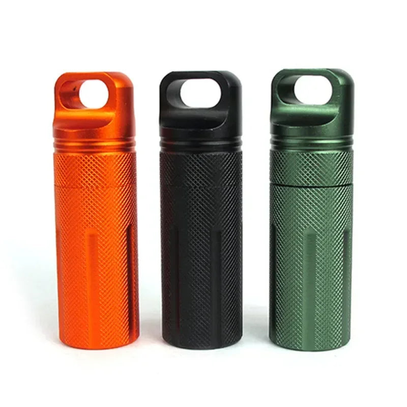 Aluminium Survival Pill Bottle | Waterproof Emergency First Aid Container
