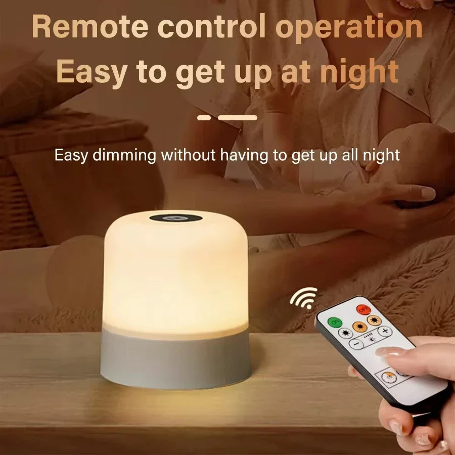 LED Table Lamp with Remote and Touch Control | Dimmable Rechargeable Night Light for Bedroom Decor