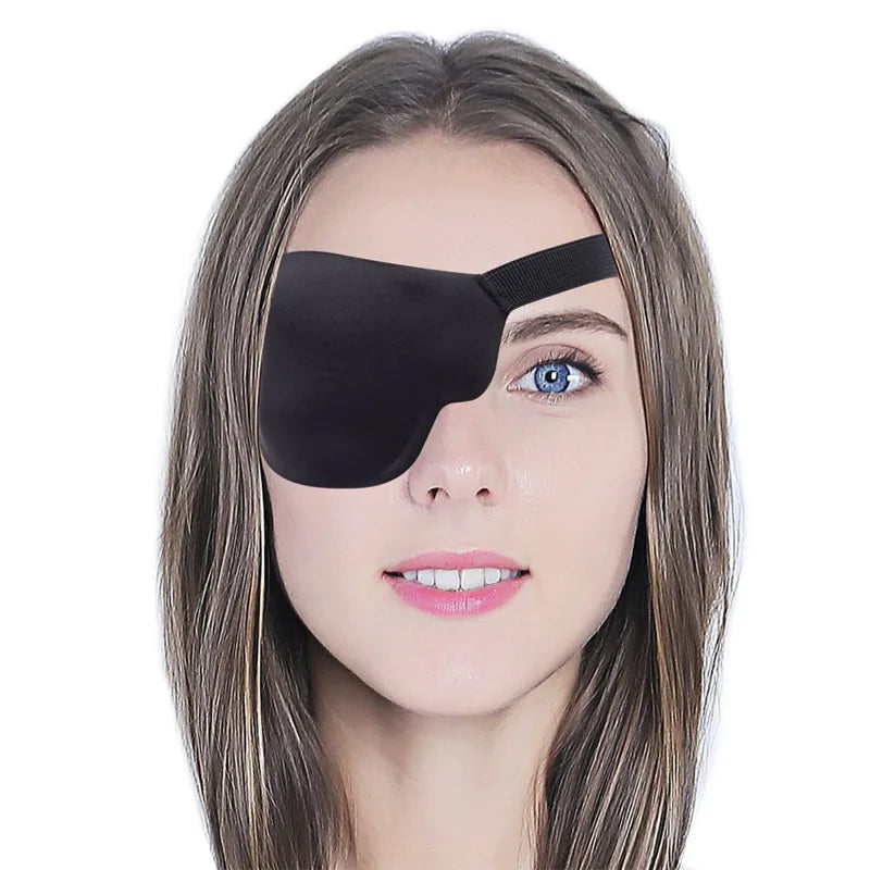Black Single Eyepatch Blindfold | Adjustable Eye Mask for Sleeping, Amblyopia, and Costume Props