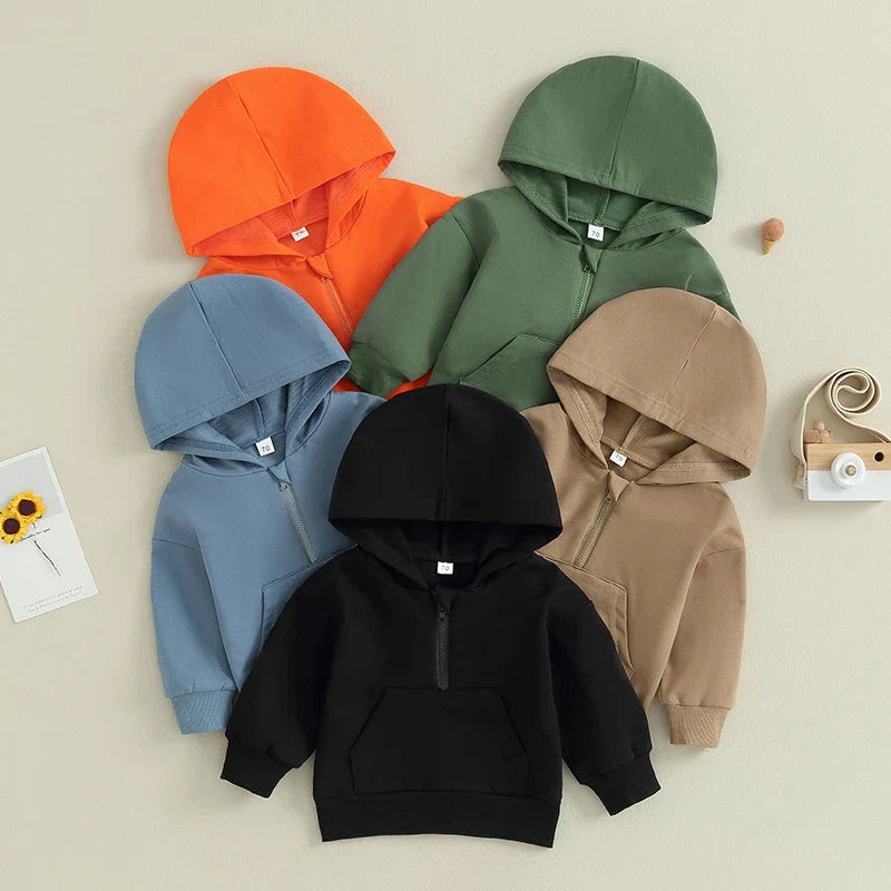 Kids Solid Color Hoodie | Long Sleeve Pullover for Toddlers