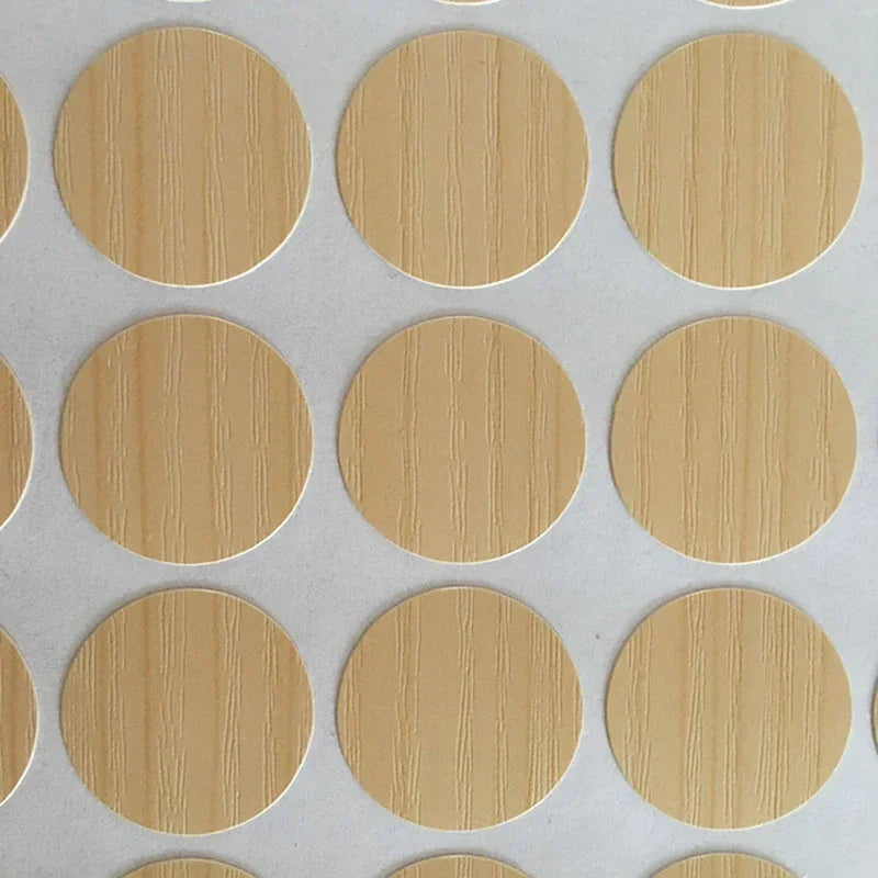 96Pcs 15mm Wood Furniture Screw Cap Covers | Self-Adhesive Hole Stickers for Desk Cabinets