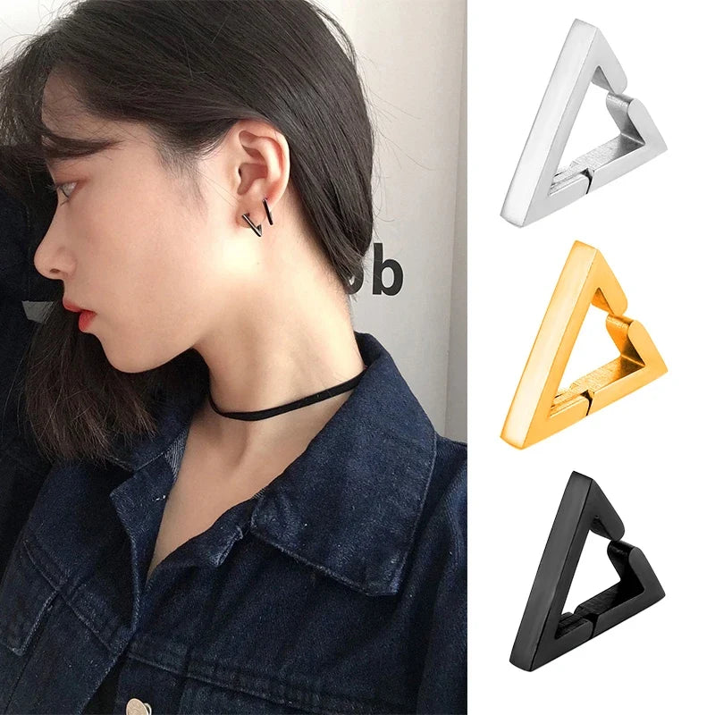 Gothic Hoop Earrings for Men and Women | Stainless Steel Clip-On Ear Cuffs