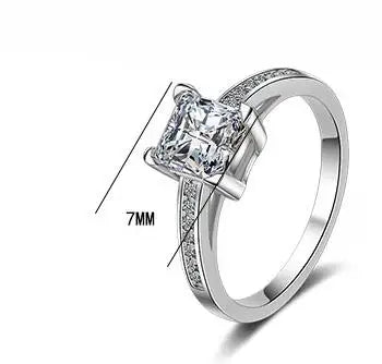 Princess Cut Moissanite Engagement Ring | 925 Sterling Silver Bridal Set