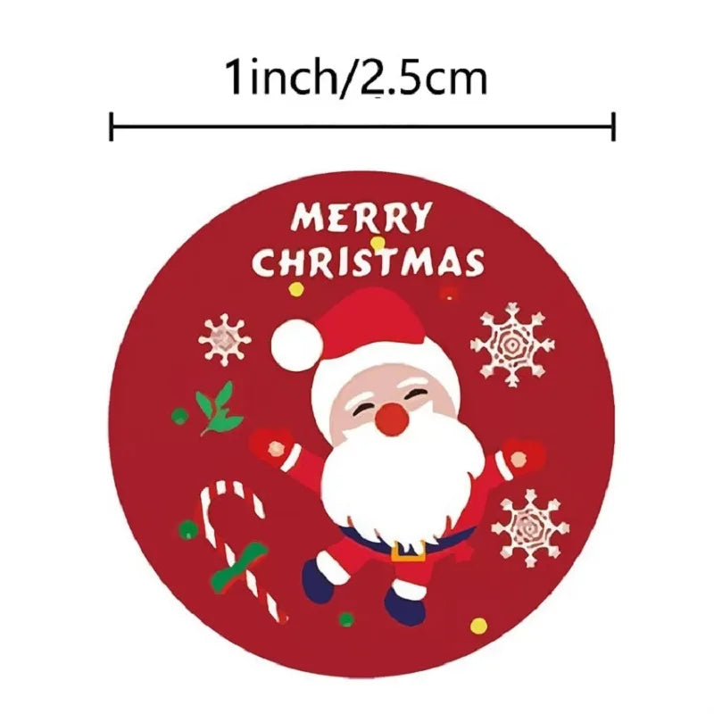 Merry Christmas Stickers | Round Roll Sticker Pack for Gift Wrapping and DIY Crafts