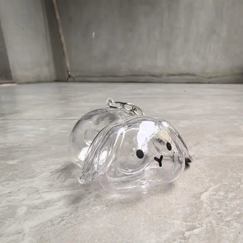 Transparent Rabbit Fur Storage Box Keychain | Pet Memorial Keepsake