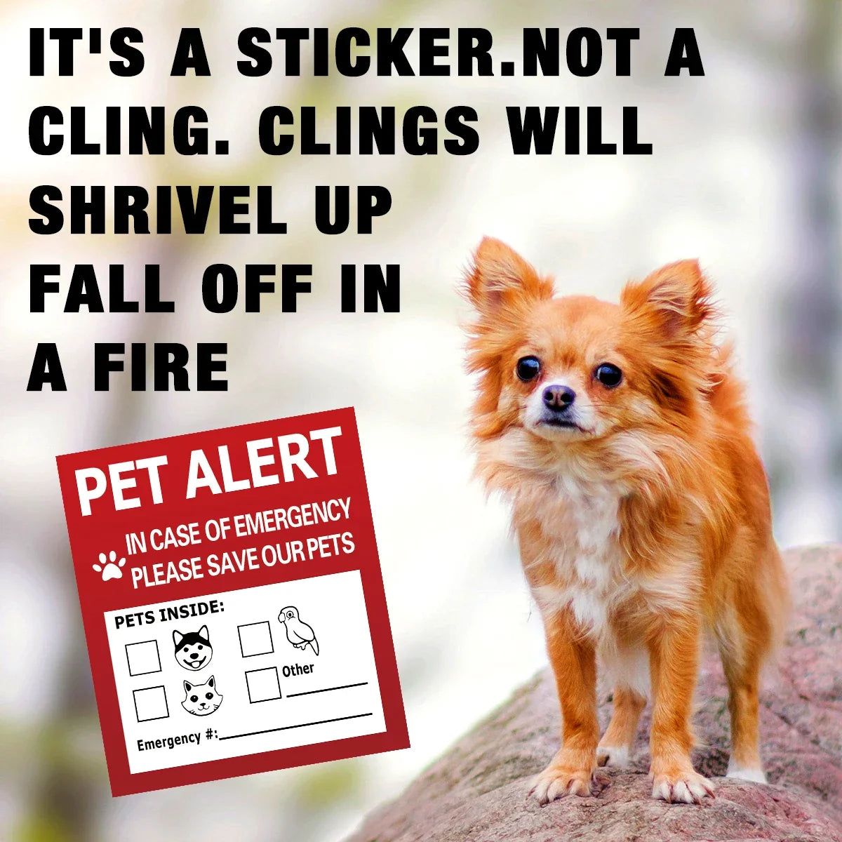 Pet Alert Stickers | Emergency Pet Rescue Window Decals (4 Pack)