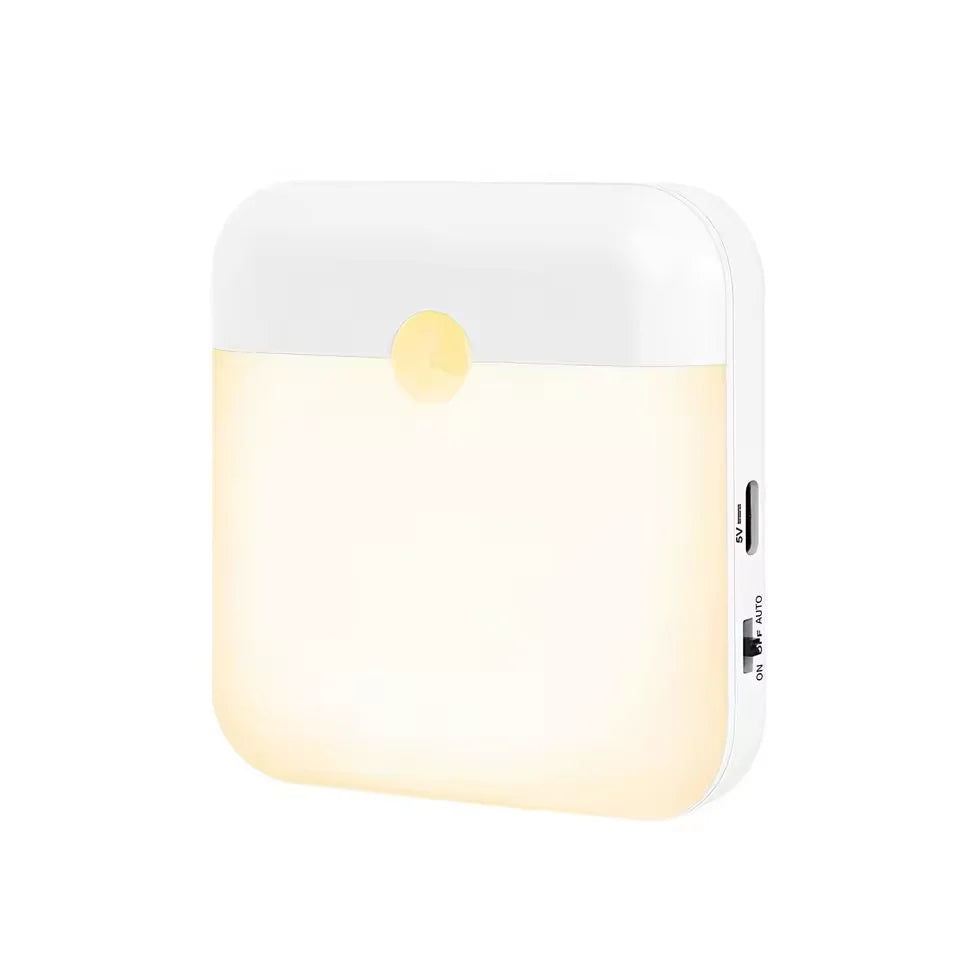 PIR Motion Sensor LED Night Light | USB Rechargeable with Switch for Bedroom Kitchen Cabinet Closet