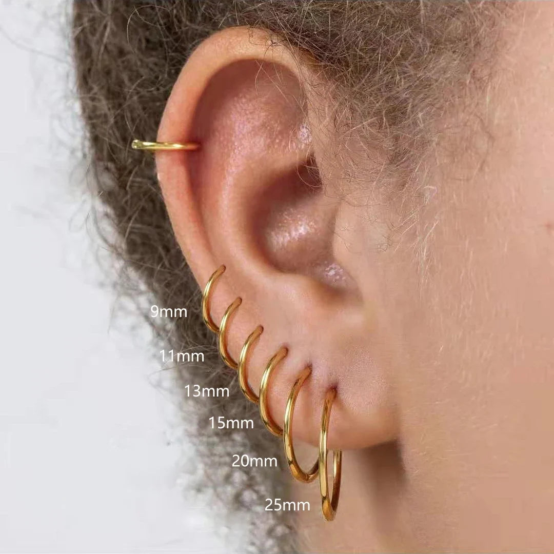 Gold Hoop Earrings for Women | Stainless Steel Round Huggies