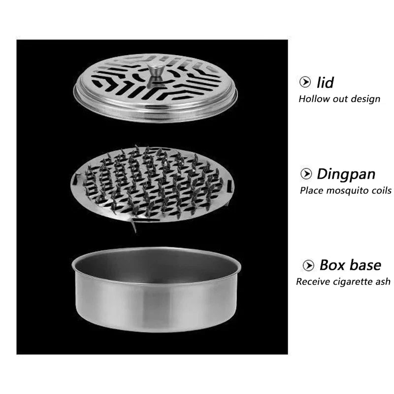 Round Mosquito Coil Holder with Cover | Stainless Steel Burner Tray