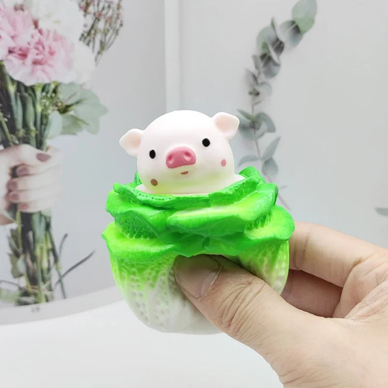 Cabbage Pig Squeeze Toy | Funny Anti-Stress Fidget Toy for Kids and Adults
