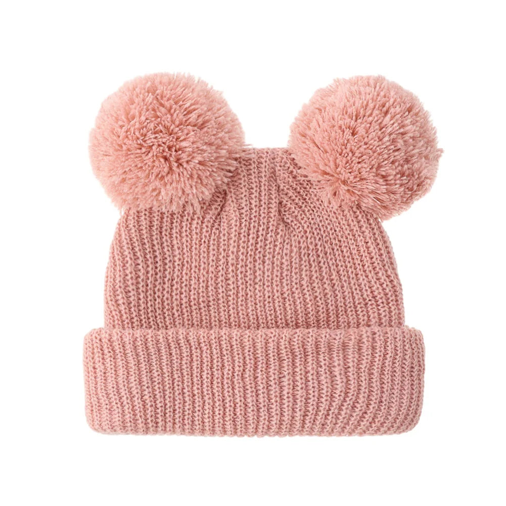 0-12M Solid Knitted Cute Pom Pom Cap | Newborn Baby Turban Hat