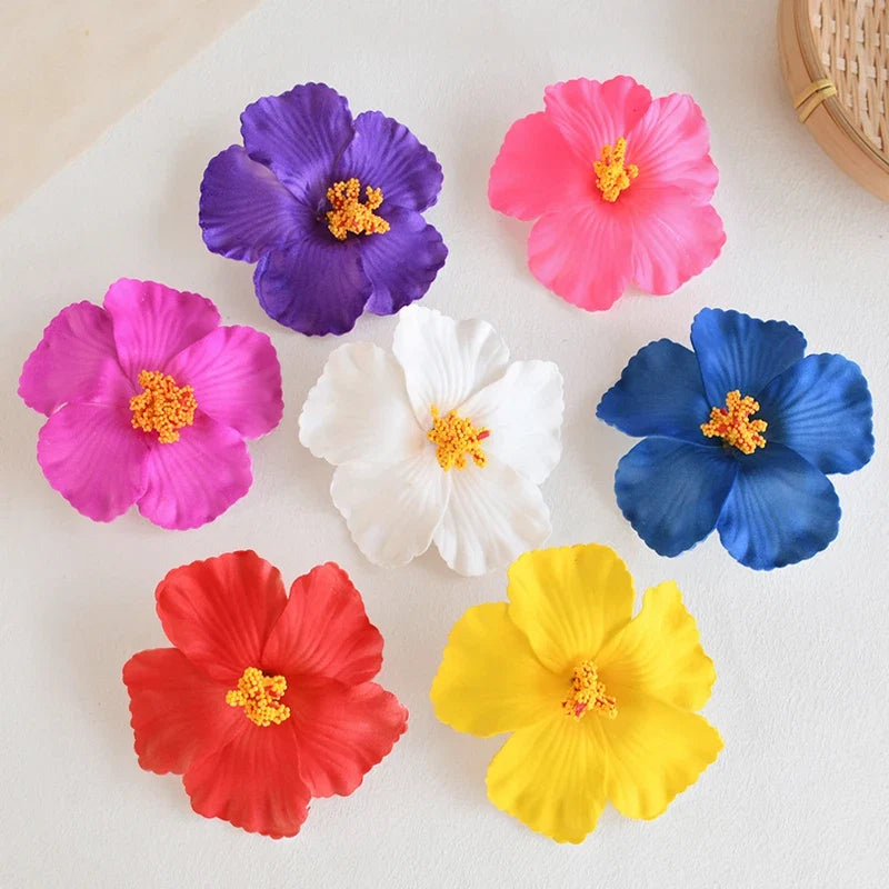 Hawaiian Flower Hair Clips for Summer | 2 or 5 Pack Tropical Hair Accessories