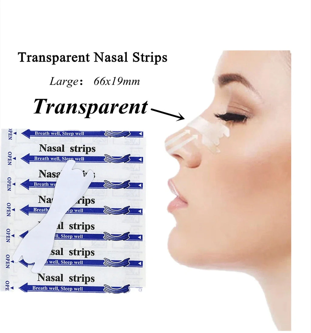 Transparent Nasal Strips 50 Pack | Anti-Snoring Nose Strips for Better Breathing