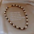 Warm Tiger's Eye Pearl Bead Necklace | Classic Sweater Chain Jewelry