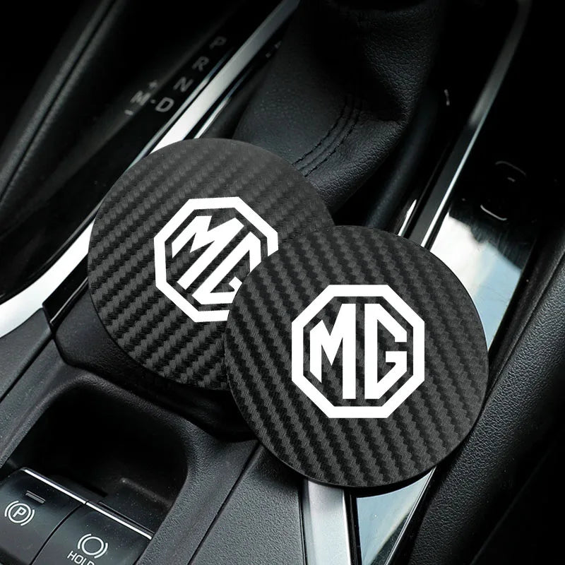 2Pcs Car Coasters Carbon Fiber Cup Holder Mat | Interior Accessories for MG Models