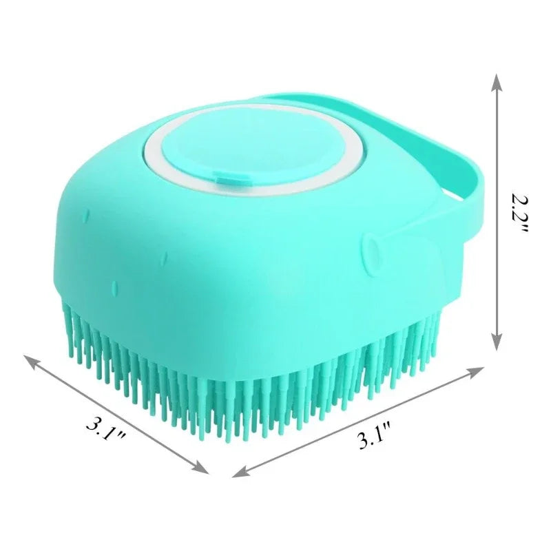 Soft Silicone Pet Shampoo Brush | 2.7oz Dog Cat Bathing Massage Comb