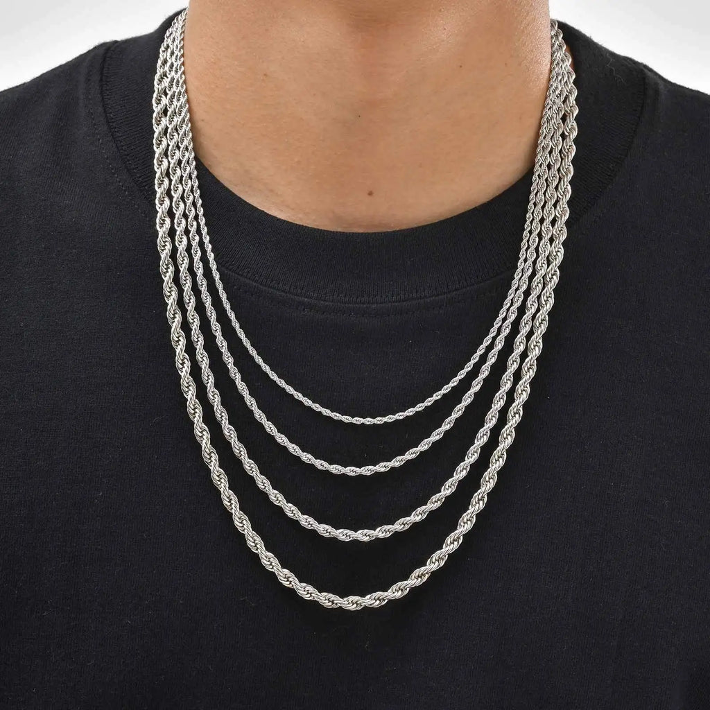 Vnox Twist Rope Chain Necklace for Men Women | Waterproof Stainless Steel Unisex Chain
