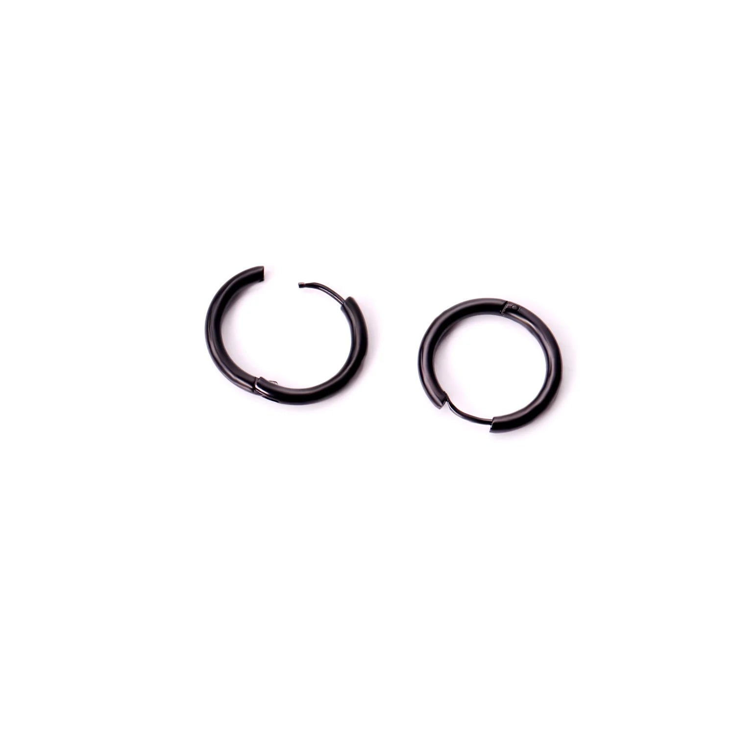 LUXUSTEEL Men's Simple Hoops Earrings Black Color Stainless Steel Clip Earring for Men Women Rock Hiphop Circle Ear 2 Pieces