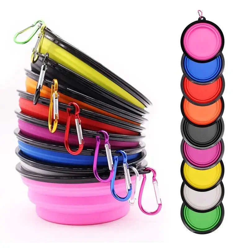 Collapsible Pet Silicone Dog Bowl | Portable Travel Food and Water Bowl with Carabiner