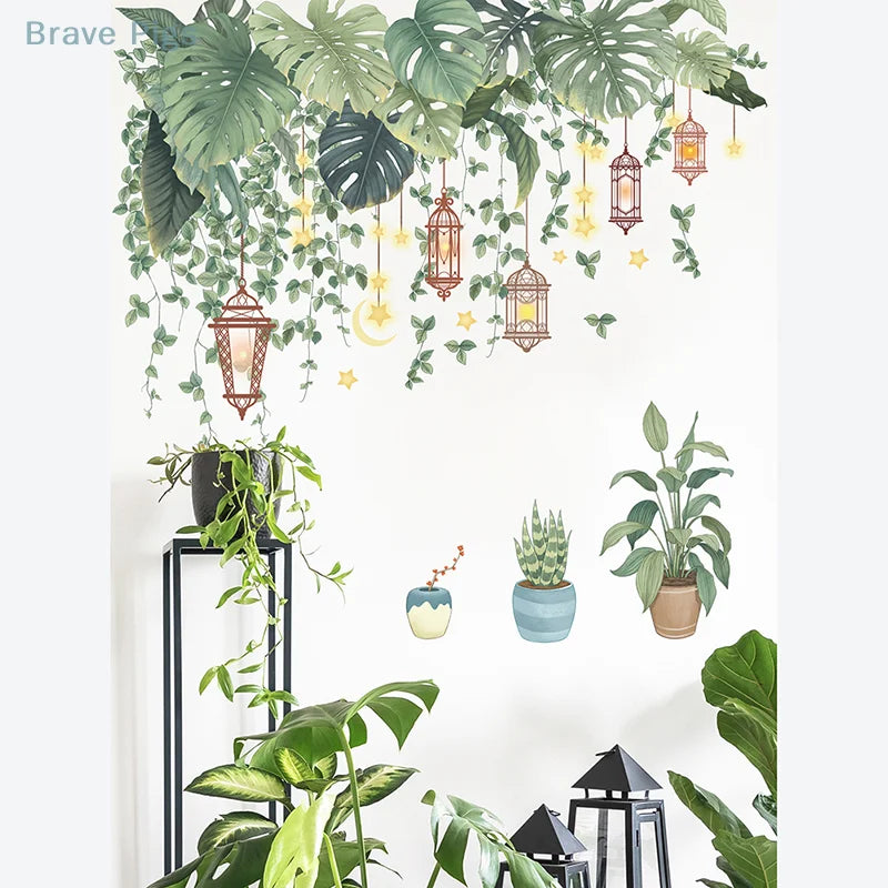 Green Leaves Wall Stickers | Tropical Vinyl Decals for Home Decor