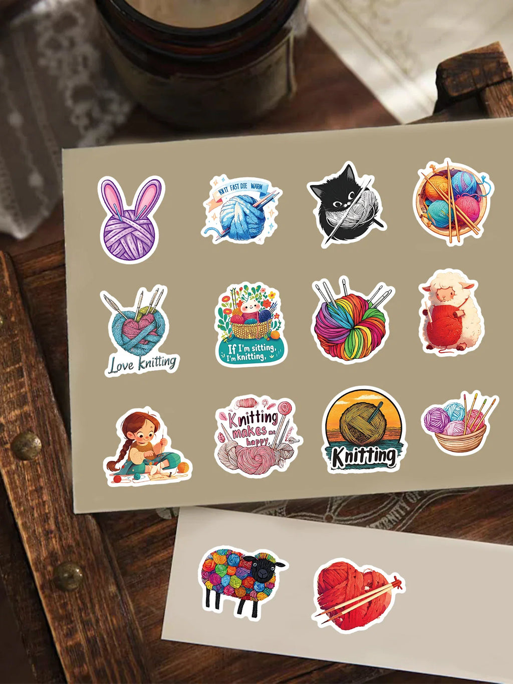 50 Creative Yarn Doodle Stickers Set | Vibrant Decals for Laptops and Water Bottles
