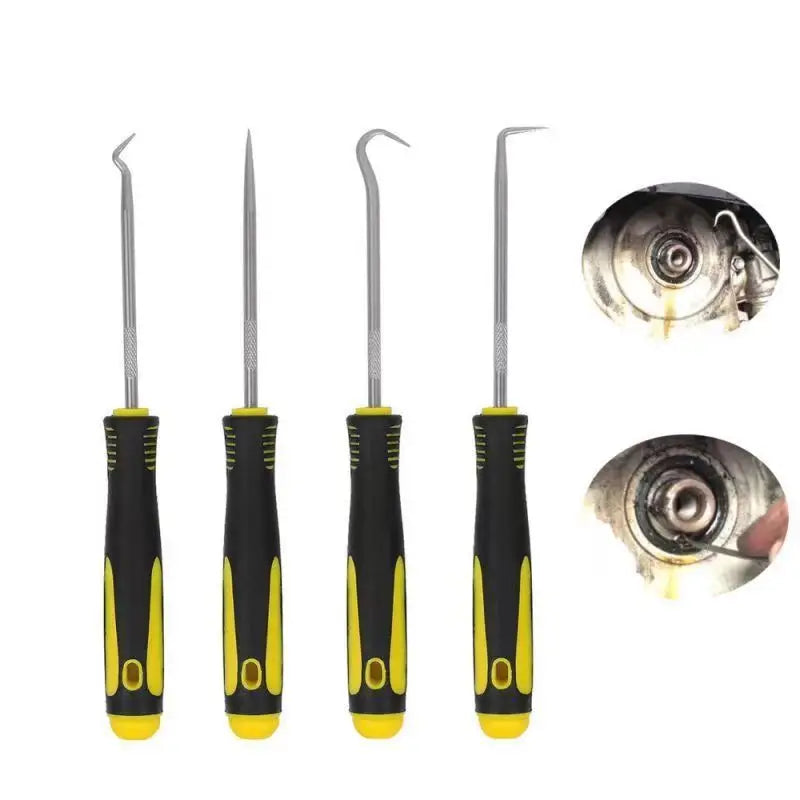 4 Pieces Long Pick & Hook Set | Gasket Puller Pick Tools for Removing Car Auto Oil Seal O-Ring Seal Tools