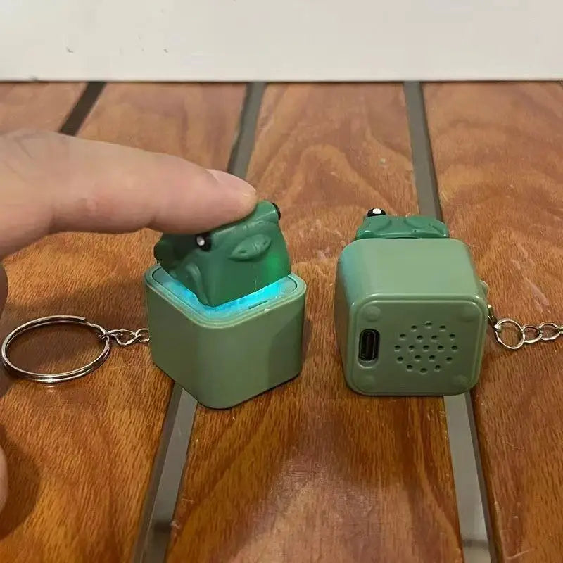 Funny Croaking Frog Keychain | Rechargeable Fidget Clicker with LED Light