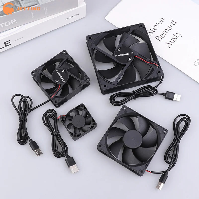5V USB Cooling Fan for Router TV Box Computer | 50mm 80mm 90mm 120mm Black