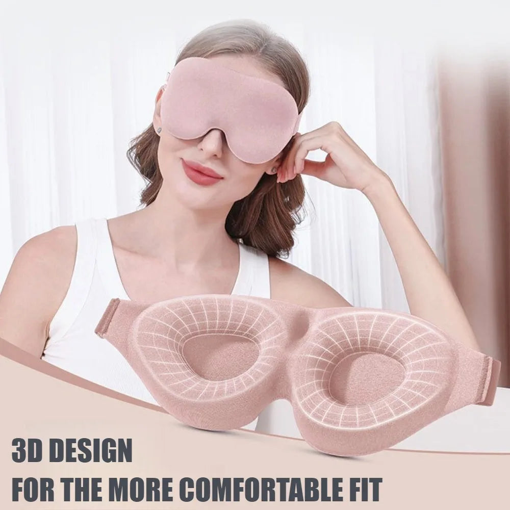 3D Contoured Sleep Mask | Memory Foam Blackout Eye Shade for Deep Rest