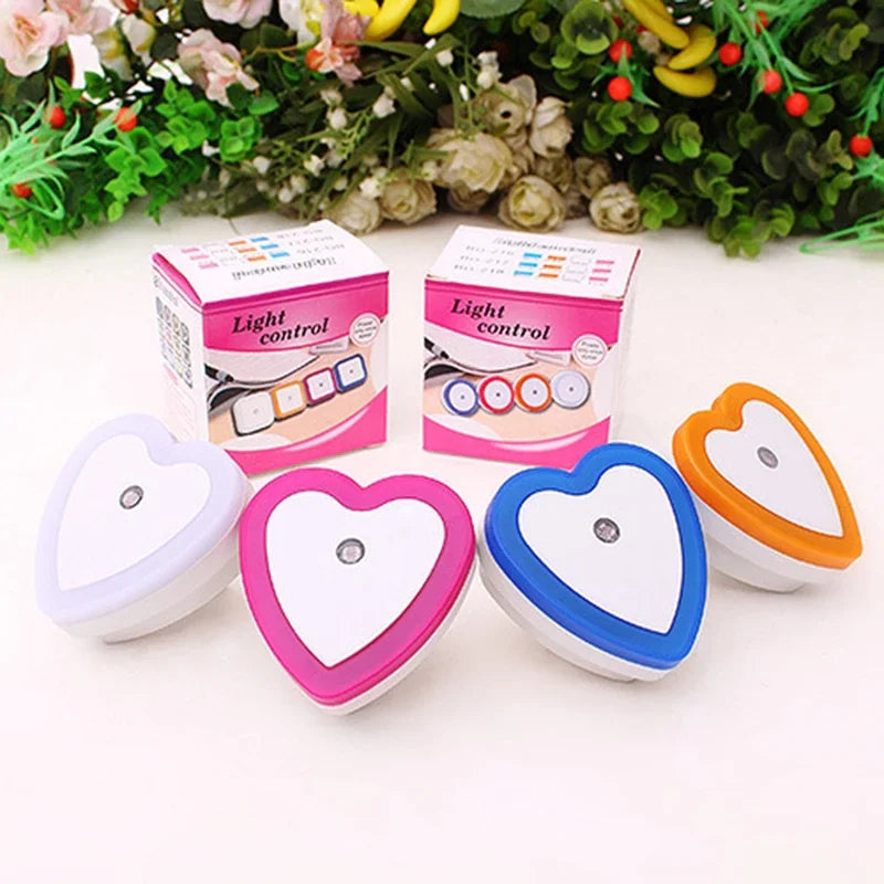 Heart-shaped LED Night Light | Auto Sensor Plug-in Night Lamp for Bedroom