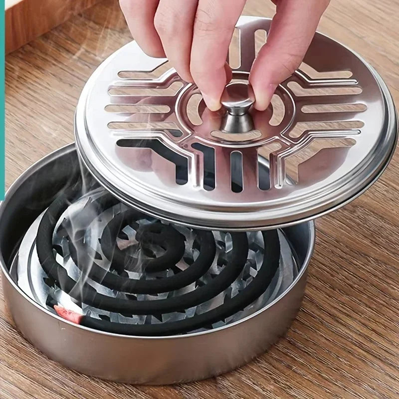 Stainless Steel Mosquito Coil Tray With Cover | Large Portable Mosquito Coil Holder Box