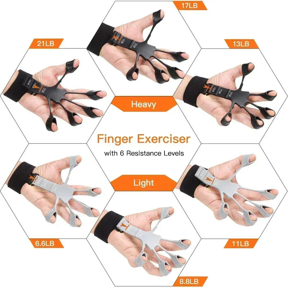 6 Level Finger Strengthener | Silicone Hand Grip Trainer for Guitar and Sports