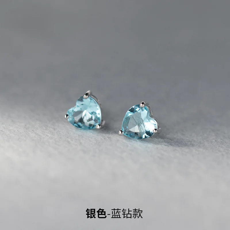 925 Sterling Silver Heart Zircon Stud Earrings | Luxury Jewelry for Women