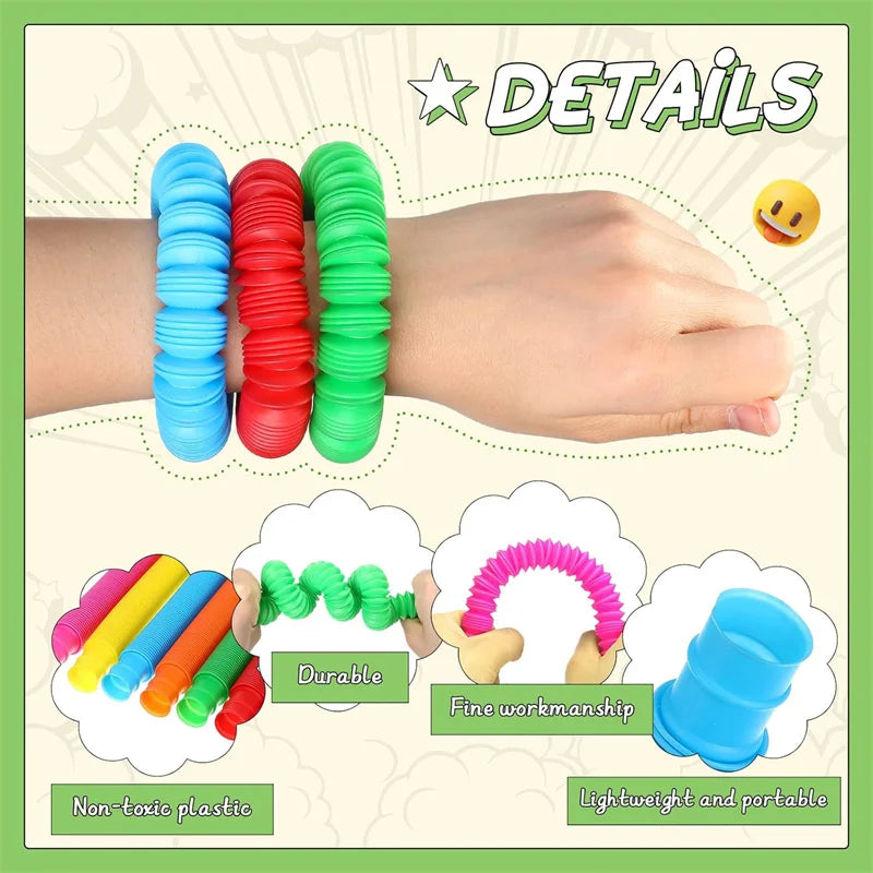 5/10 Pcs Pop Tubes Sensory Fidget Toys for Autism, Anxiety, and Classroom Prizes