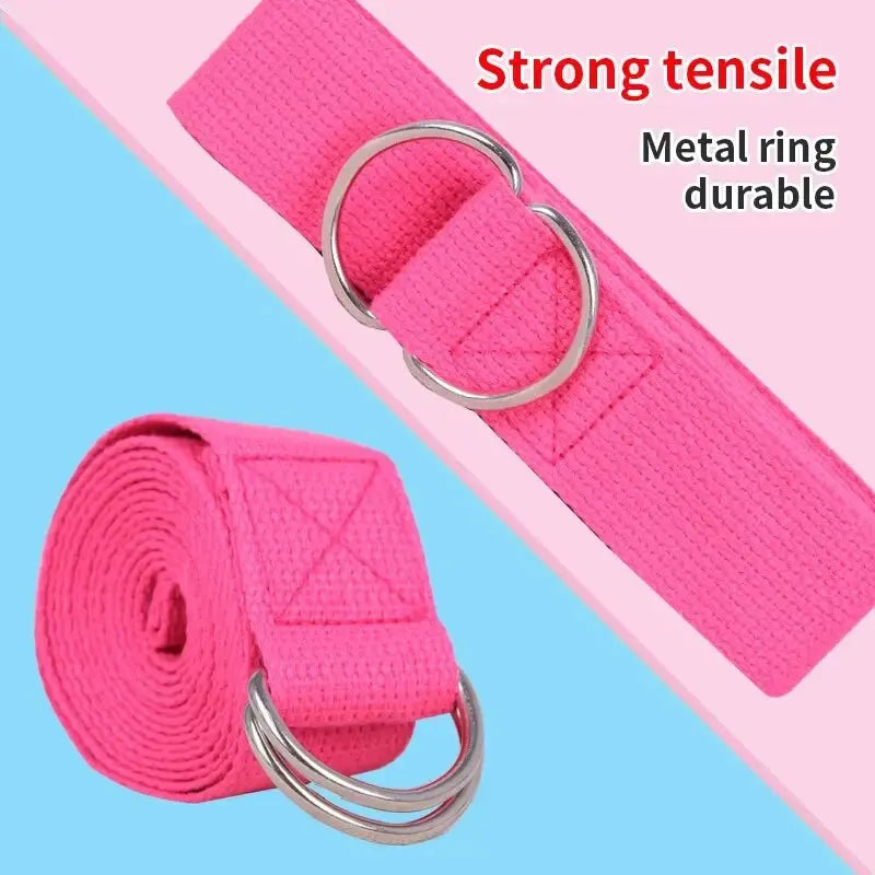 Cotton Yoga Strap | Adjustable D Ring Buckle Belt for Pilates and Dance