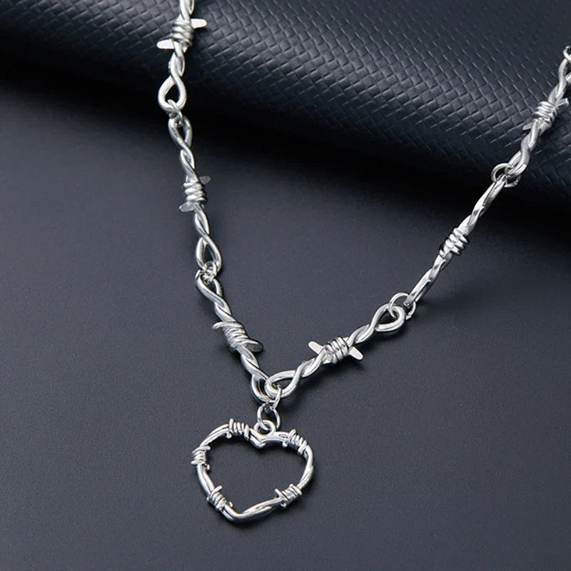 Barbed Wire Choker Necklace | Gothic Punk Thorns Chain for Women