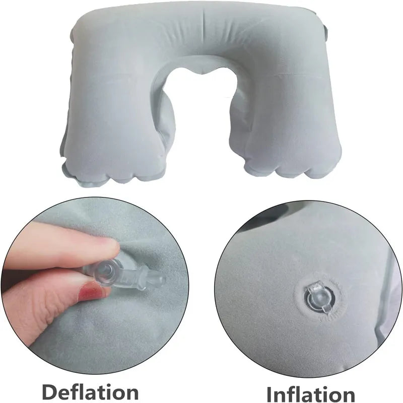 Portable Inflatable Travel Neck Pillow | U-Shape Air Cushion for Airplane