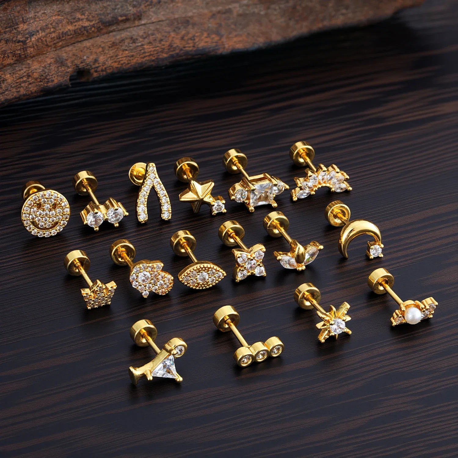 Zircon Star Ear Studs Stainless Steel Cartilage Tragus Helix Piercing | Mixed Style Earrings for Unisex