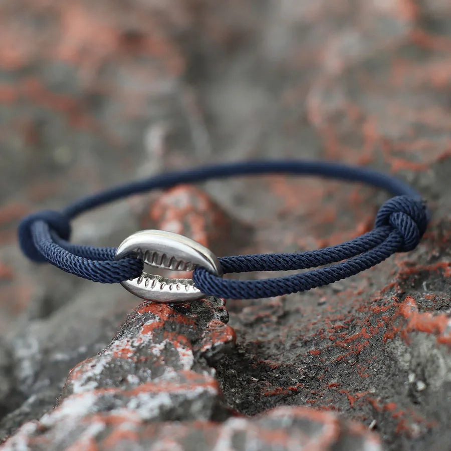 Handwoven Rope Macrame Bracelet for Men | Adjustable Shell Beach Surfer Bracelet
