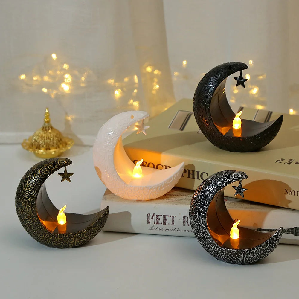 LED Star Moon Candlestick Light | Ramadan Decoration with Castle Wind Lamp