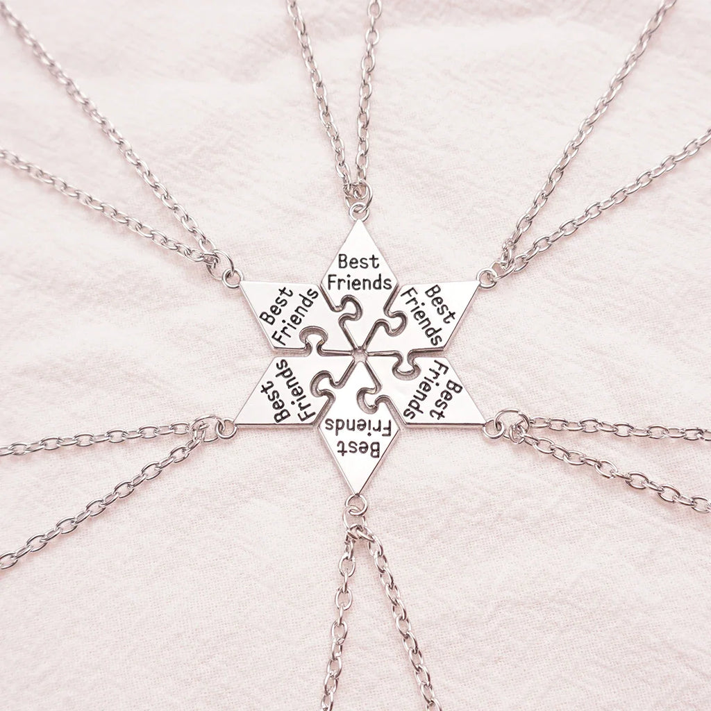 Friendship Pendant Necklace Set for Women | 6 Pcs BFF Jewelry Gift