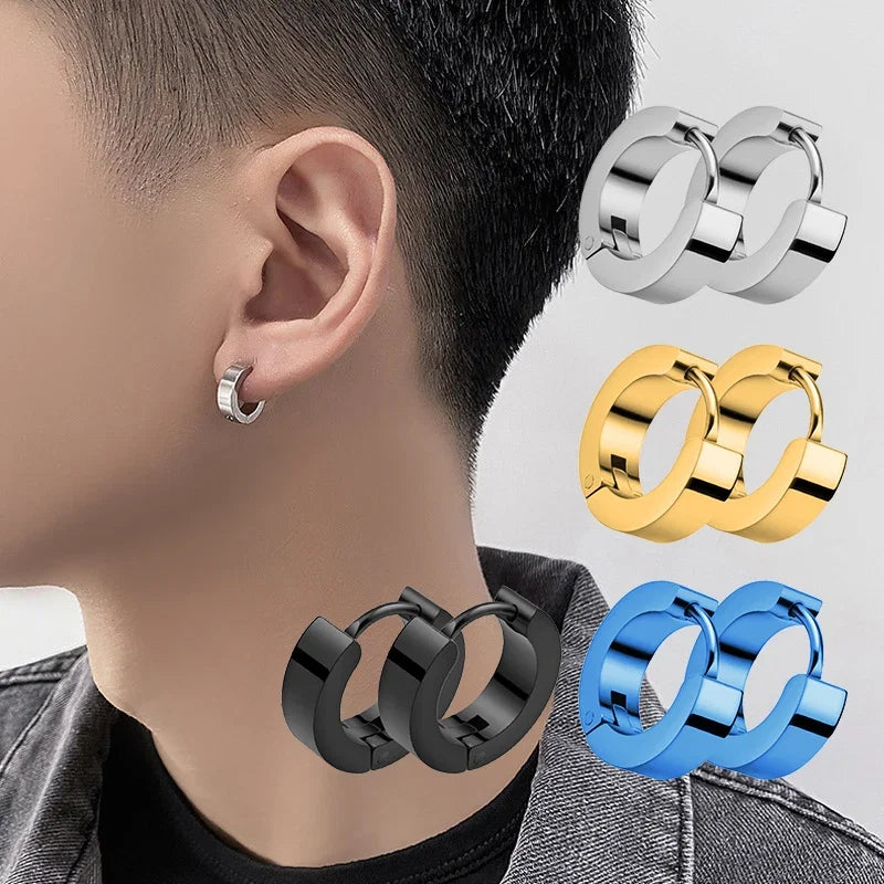Stainless Steel Punk Ear Circle Earrings | Unisex Gothic Fashion Jewelry