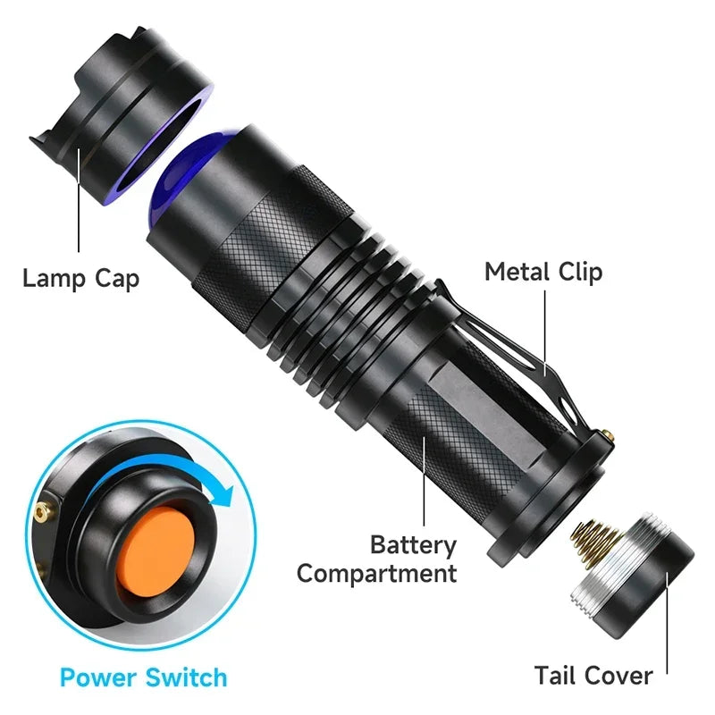 UV LED Flashlight 395nm | Portable Blacklight Detector for Pet Urine, Scorpions & More