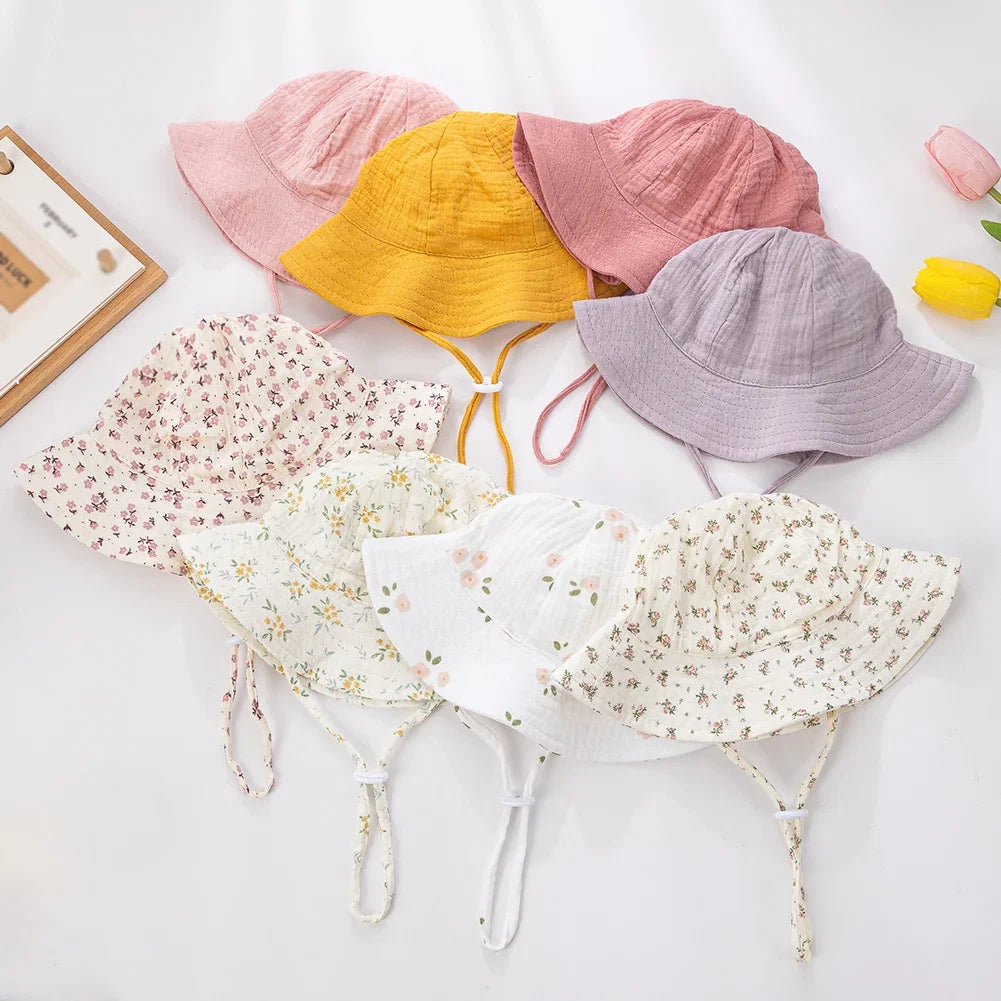 Floral Print Baby Bucket Hats | Adjustable Sun Protection Caps for Infant Boys Girls