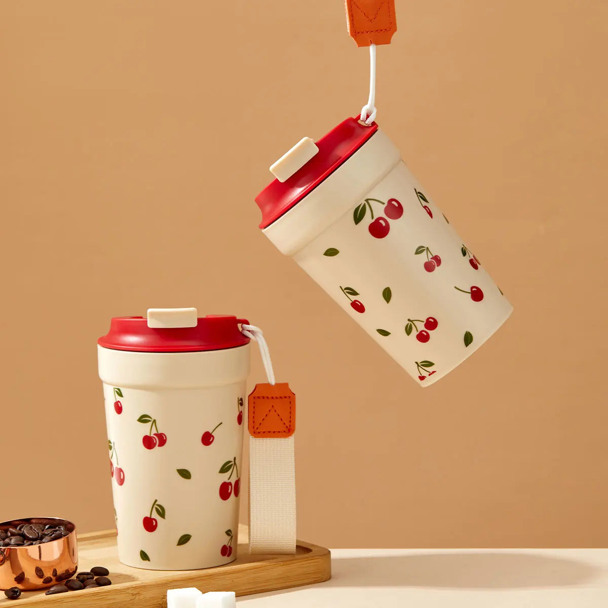 WORTHBUY Travel Coffee Mug | Portable Leak Proof Plastic Cup with Nylon Rope
