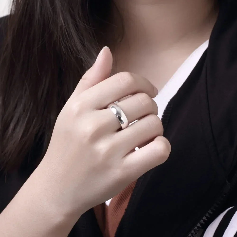 Classic 925 Sterling Silver Smooth Round Ring | Fine Wedding Band for Women