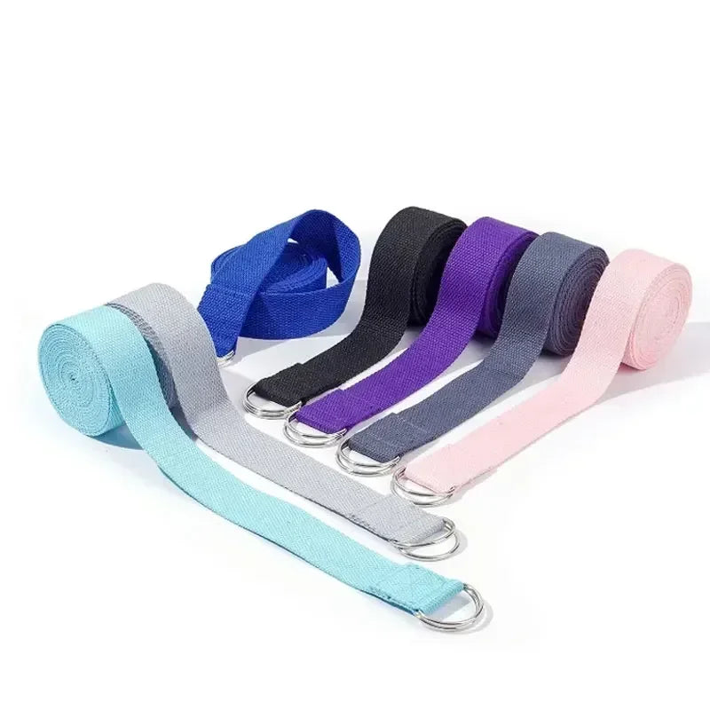 1.8m Cotton Yoga Strap with D-Ring Buckle | Adjustable Stretching Aid for Flexibility